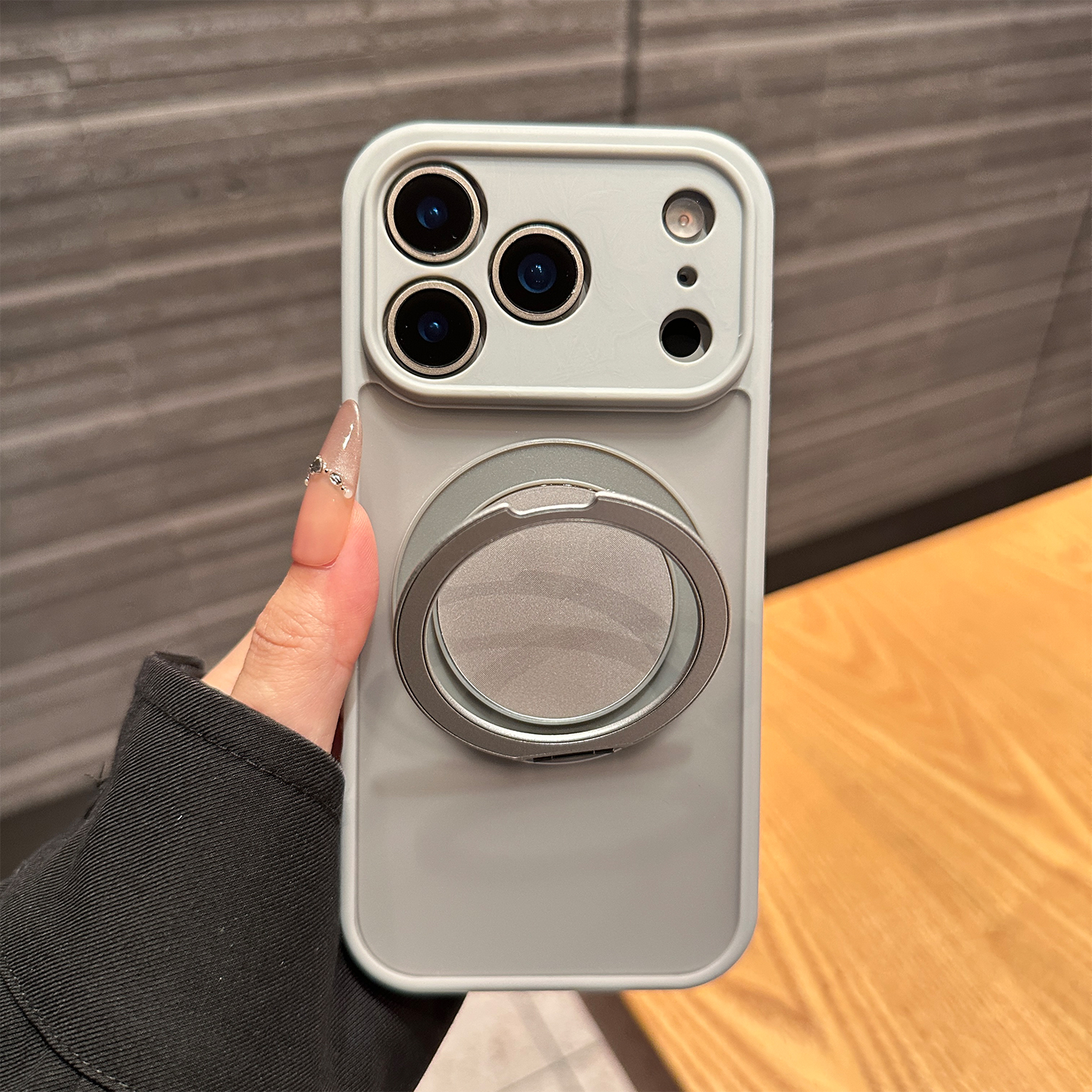 酷图适用苹果17promax手机壳新款磨砂磁吸透明大视窗iphone16pro保护套13高级感14创意旋转支架15简约男女Air