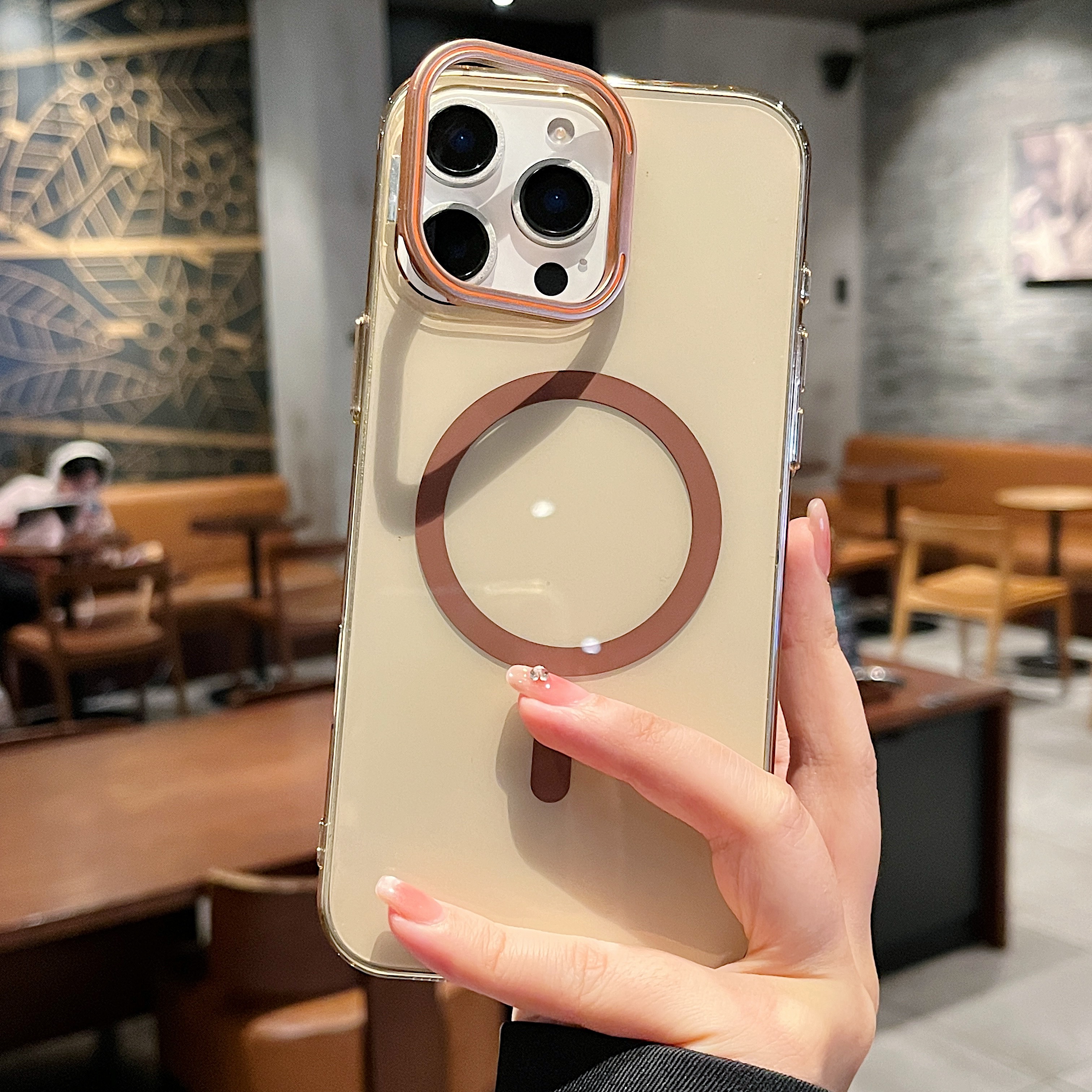 适用苹果16promax手机壳新款14promax高级感小众iphon15pro全包防摔16磁吸镜头支架14简约女15保护套透明男士