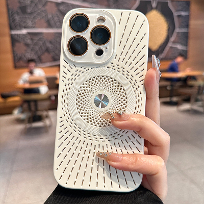 酷图创意冰感镂空散热适用苹果16promax手机壳新款iPhone17pro磁吸充电13带镜头膜14简约磨砂12超薄男女15