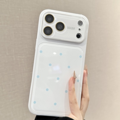 简约撞色波点适用iPhone17ProMax苹果手机壳新款16自带镜头膜大视窗15高级感小众14全包防摔13女情侣保护外壳