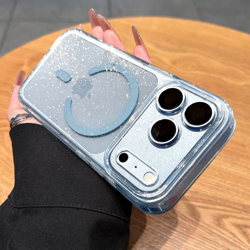 适用苹果18promax手机壳新款蓝色闪粉磁吸iphone18pro全包软套17高级感奢华16pro女款外壳15保护套简约14硅胶
