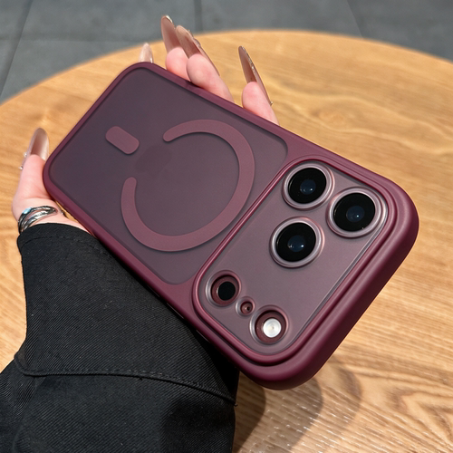 勃艮第酒红适用苹果18promax手机壳新款iphone18pro磨砂磁吸17pro小众高级感16全包防摔15网红14外壳13保护套