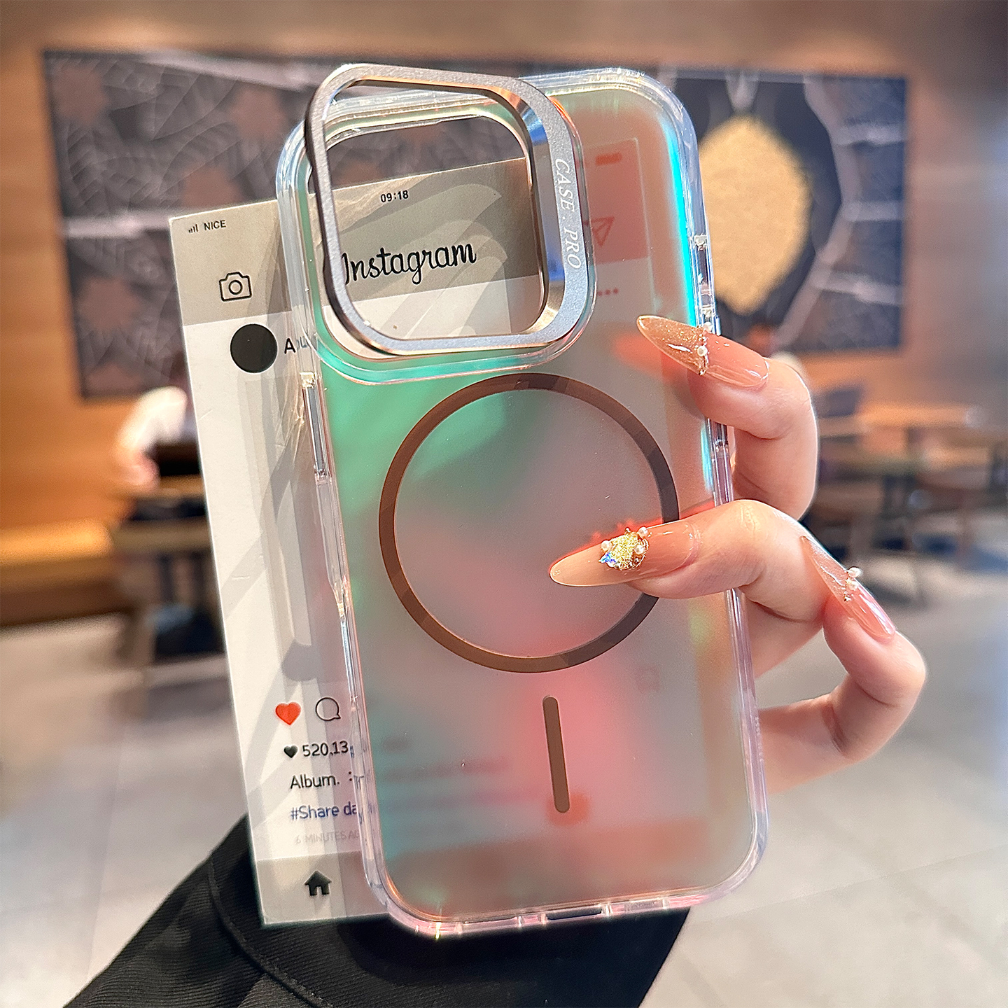 酷图适用苹果16promax变色龙炫彩手机壳17pro磁吸充电14亚克力iPhone15pro奢华高级感12镭射镜头支架13保护套