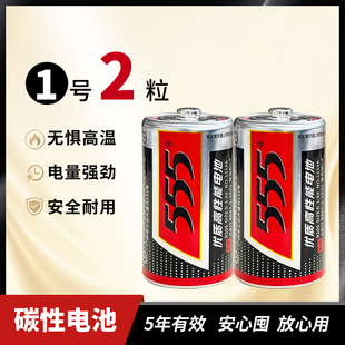 555大号高功率1号干电池燃气灶碳性电池热水器煤气灶电池2粒装