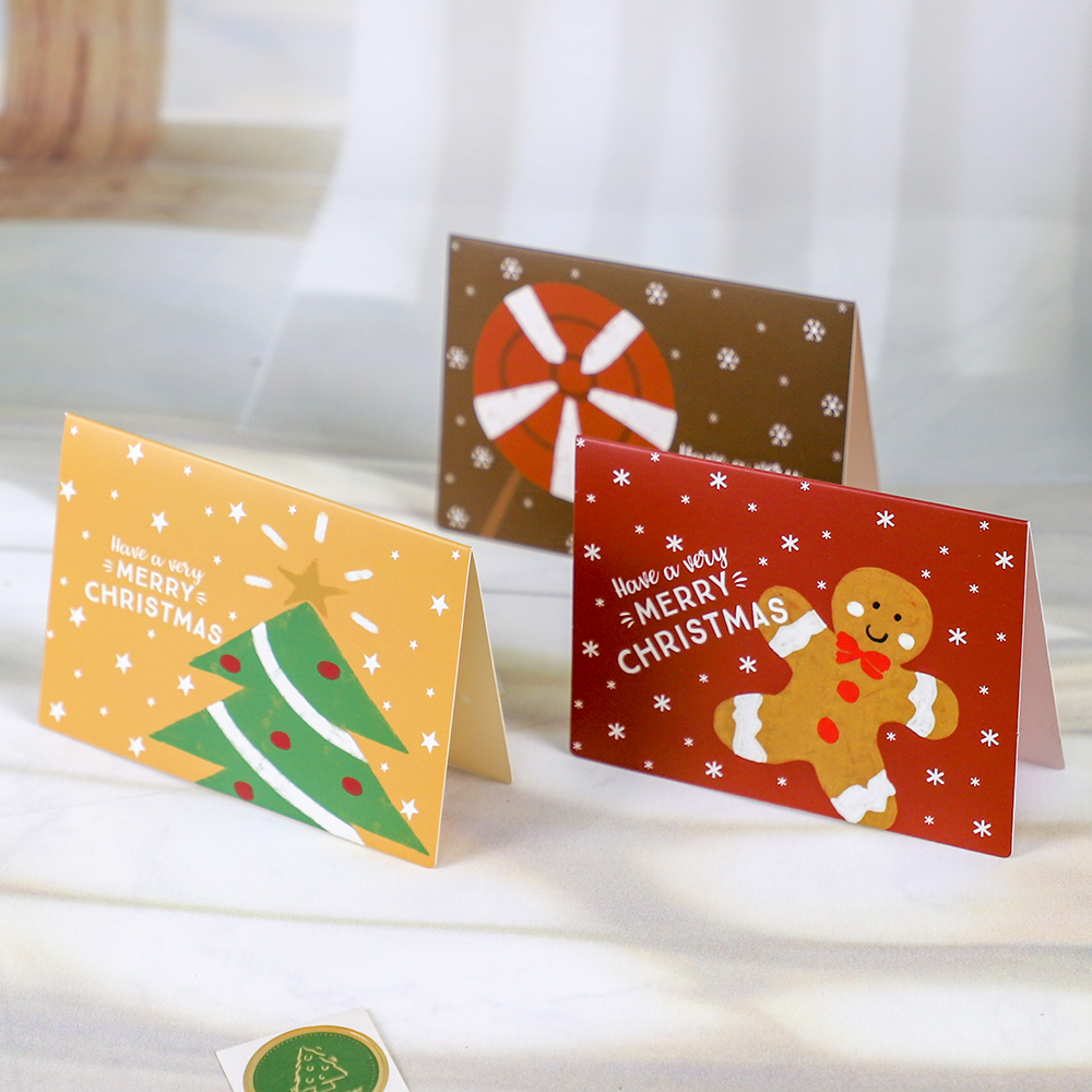 圣诞节日贺卡手写卡片祝福贺卡带信封创意礼物礼品复古卡通商务卡