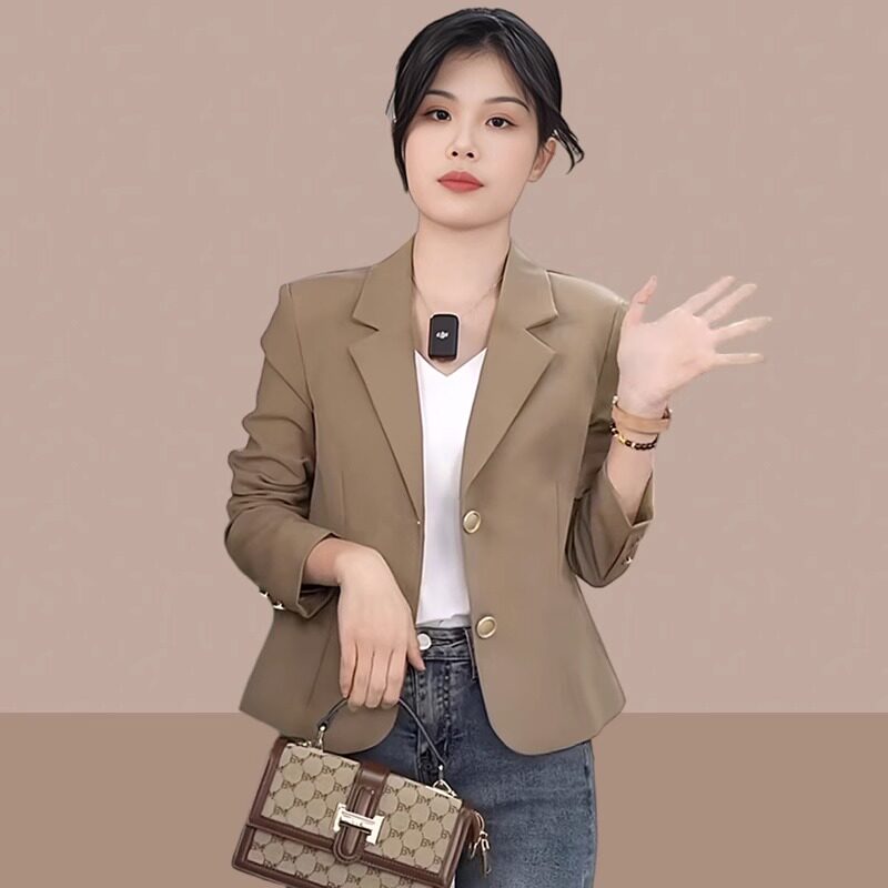 气质西装短款外套女士春秋2025新款小个子时尚韩版修身咖色小西服