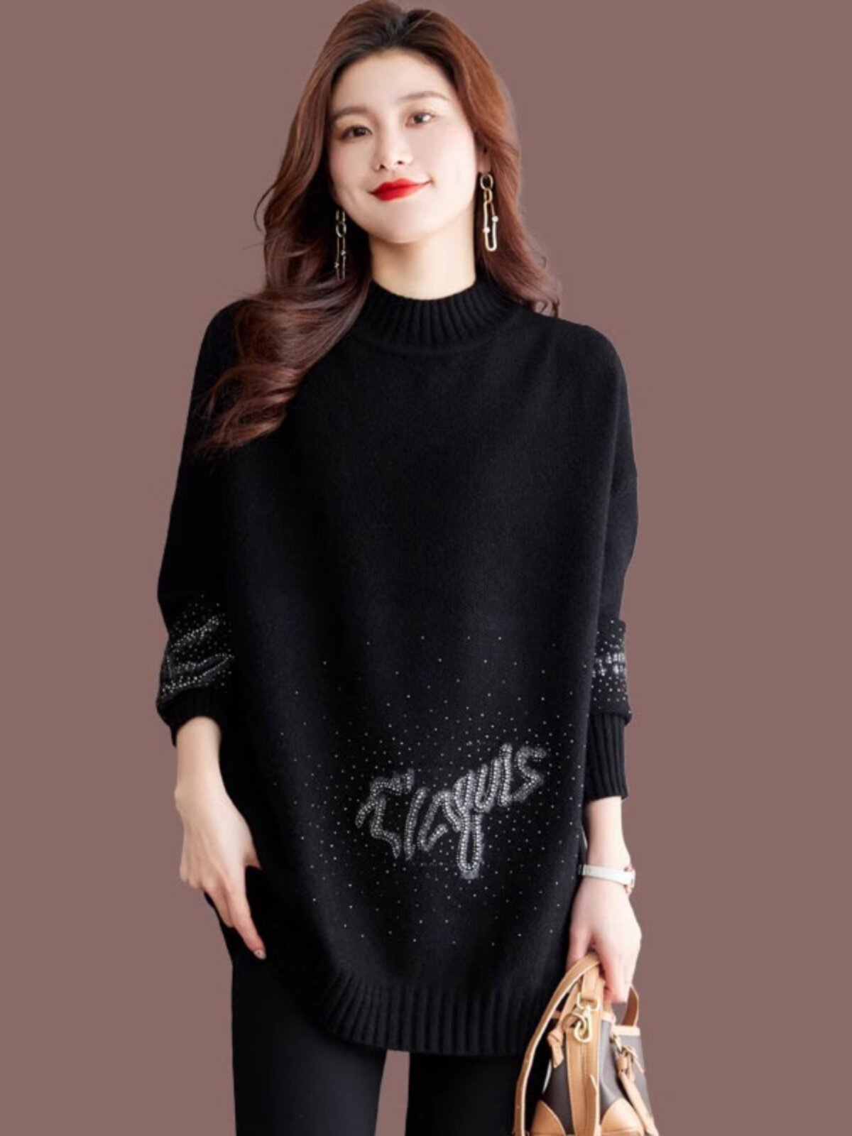 半高领加肥加大遮肚子显瘦毛衣女2025年秋冬新款加厚中长款打底衫