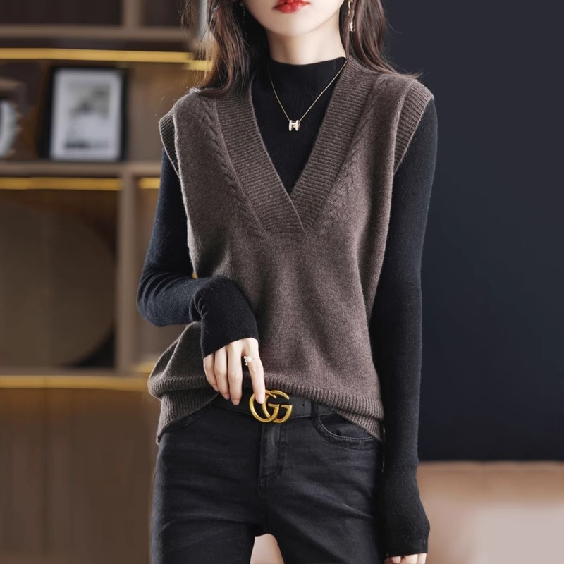 法国尾货捡漏女装品牌折扣撤柜羊绒针织马甲背心羊毛内搭毛衣上衣