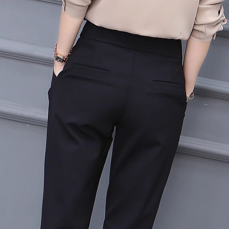 裤子女夏季薄款2026新款休闲长裤高腰显瘦西装女裤黑色夏天哈伦裤