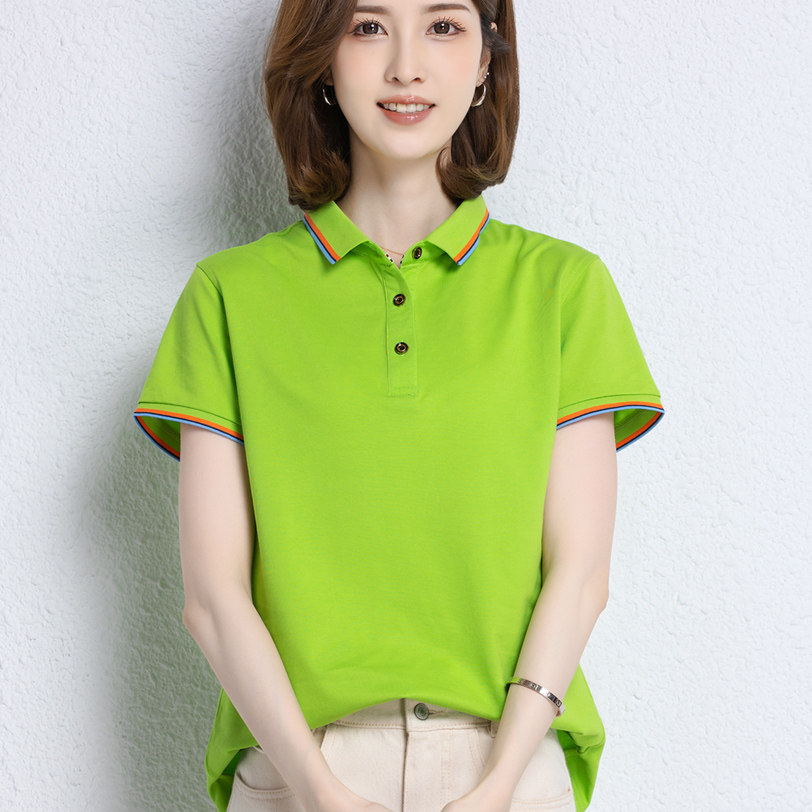 工作服定制t恤女士夏季2026新款宽松有领POLO衫短袖纯棉运动上衣
