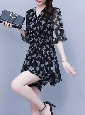 夏季2025年新款女士装时尚套装洋气小个子休闲减龄漂亮雪纺两件套