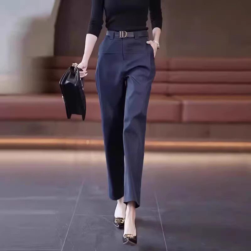 高腰镰刀裤女春季2026新款显瘦直筒西装裤小个子高级感时尚哈伦裤