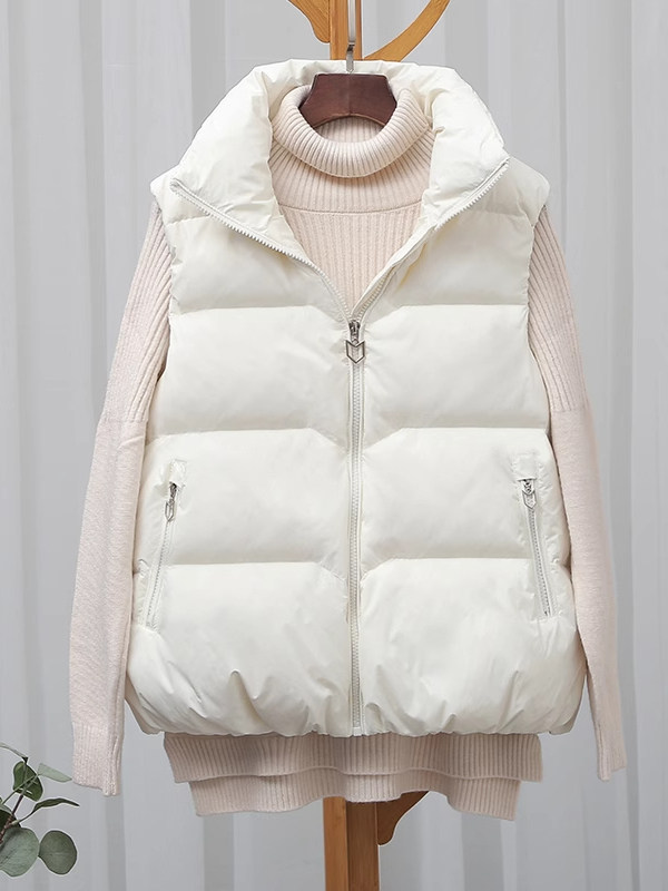 羽绒马甲女秋冬宽松韩版背心坎肩轻薄羽绒服外套90白鸭绒外穿马夹