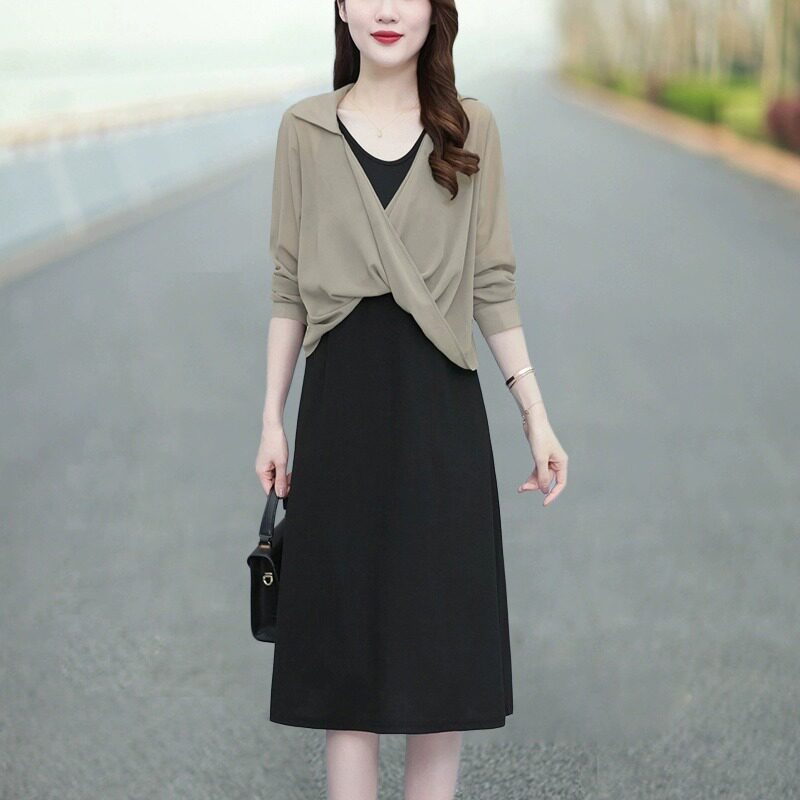 大码女胖mm薄款防晒衬衫套装裙2025夏新款吊带连衣裙遮肚子两件套