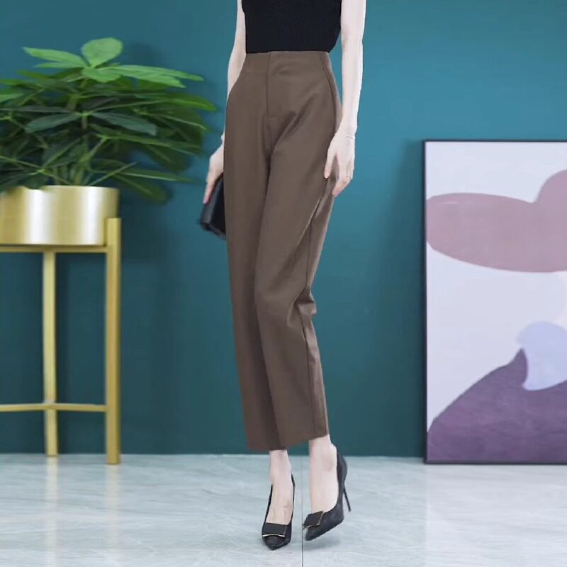 高腰哈伦裤女2025夏季新款休闲 ??西装裤小个子显瘦宽松直筒烟管
