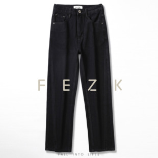 FEZK F001 獨家特定牛仔面料•自然垂顺感烟管小开叉9分牛仔裤
