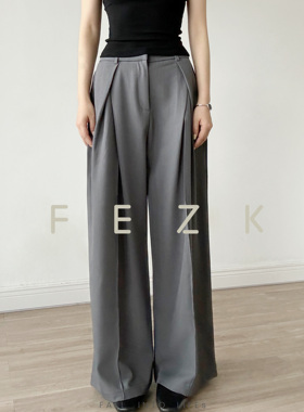 醋酸质感·新型薄款天丝织料垂感时髦显瘦高腰空气阔腿西裤F372