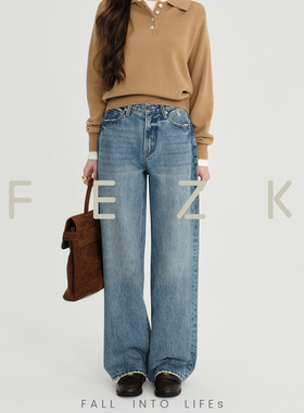 FEZK keep comfort•中高腰设计精湛洗水色 挺括型微阔直筒FS909
