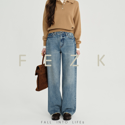 FEZK keep comfort•中高腰设计精湛洗水色 挺括型微阔直筒FS909