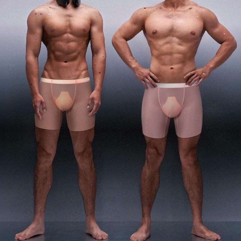 透明超薄冰丝男士平角运动透气四分裤性感U凸无痕男生四角裤AD705