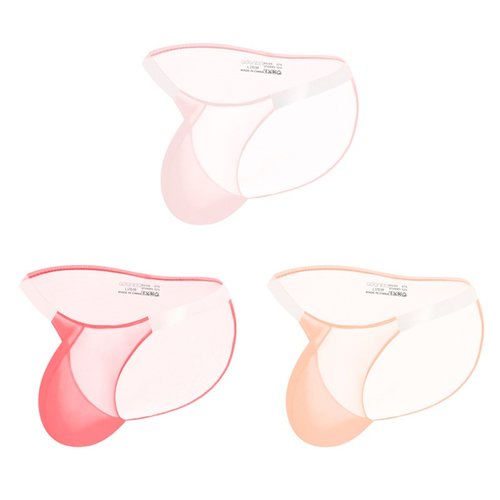 【3D图】透明细腰带高叉男士三角裤超薄冰丝运动健身透气速干内裤