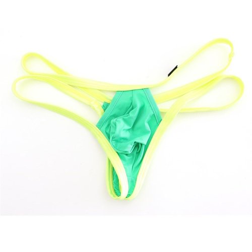 男性感透气冰丝拼色低腰男士男t裤双细带u凸囊袋舒适高弹力