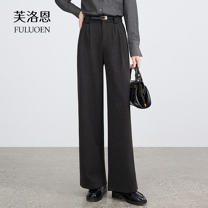 灰色毛呢西装裤女2026年冬季新款