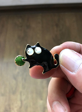 滴油小尺寸黑猫胸针可爱百搭