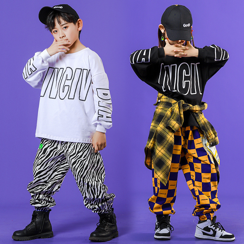 儿童街舞套装嘻哈男童韩版潮长袖hiphop演出少儿衣服秋季街舞服装