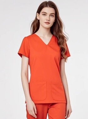 玫绮格刷手服口腔门诊女护士短袖工服套装四面有弹时尚修身洗手衣