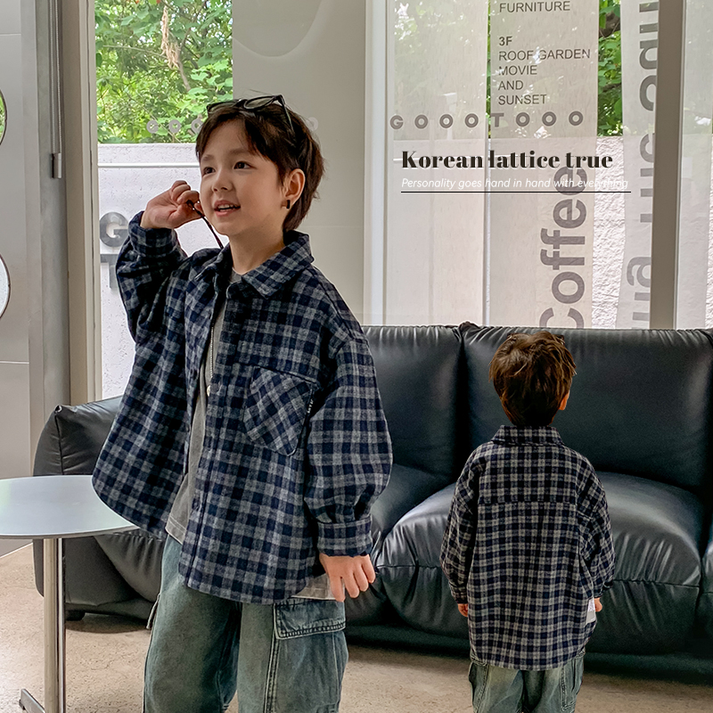 翻领格子2024新款黑白秋装洋气