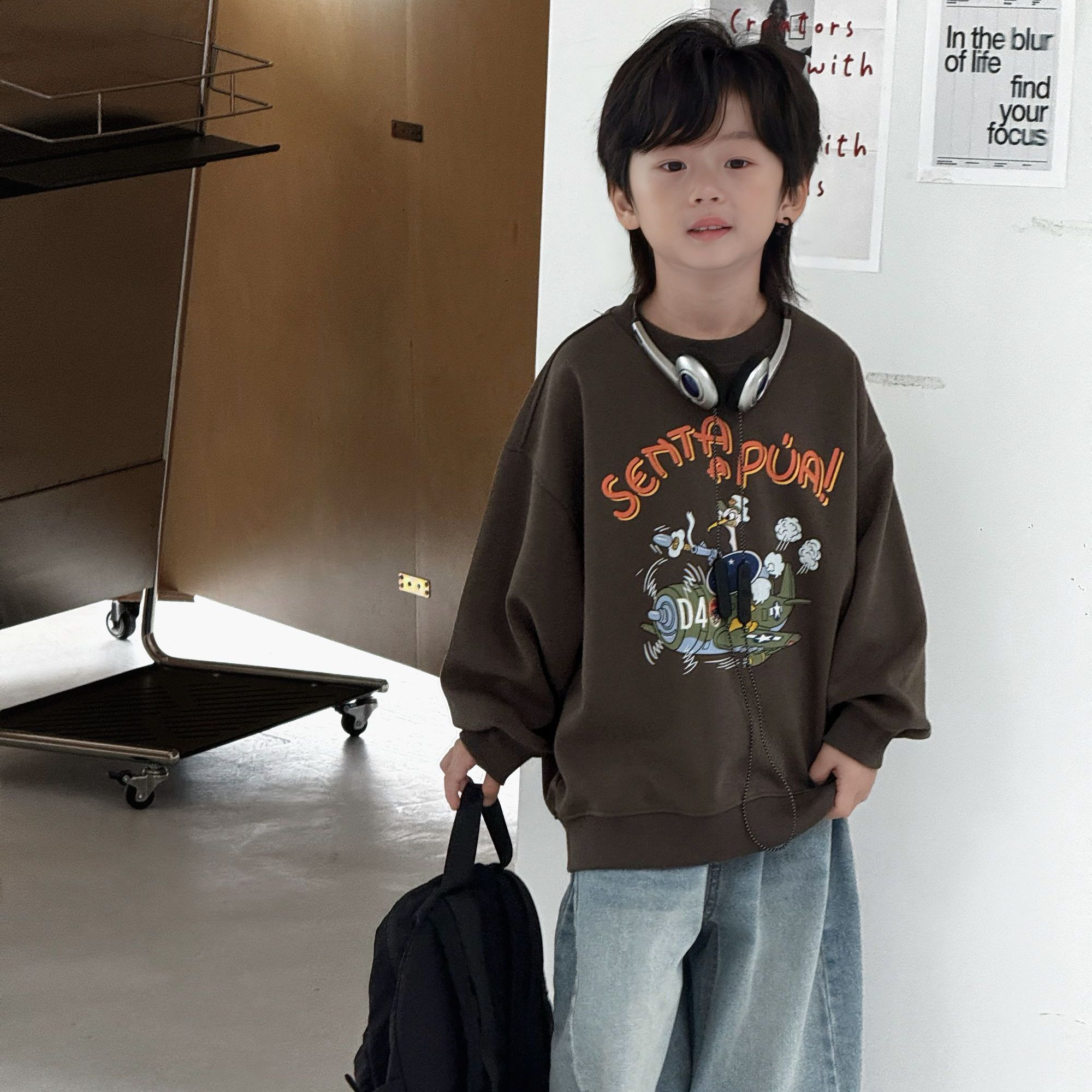 萌萌哒童装 2026秋装新款儿童洋气卡通套头卫衣休闲男童韩版上衣图片