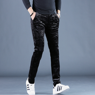 冬季新款男士金丝绒休闲裤高端加厚裤子男修身男裤高级灯芯绒西裤