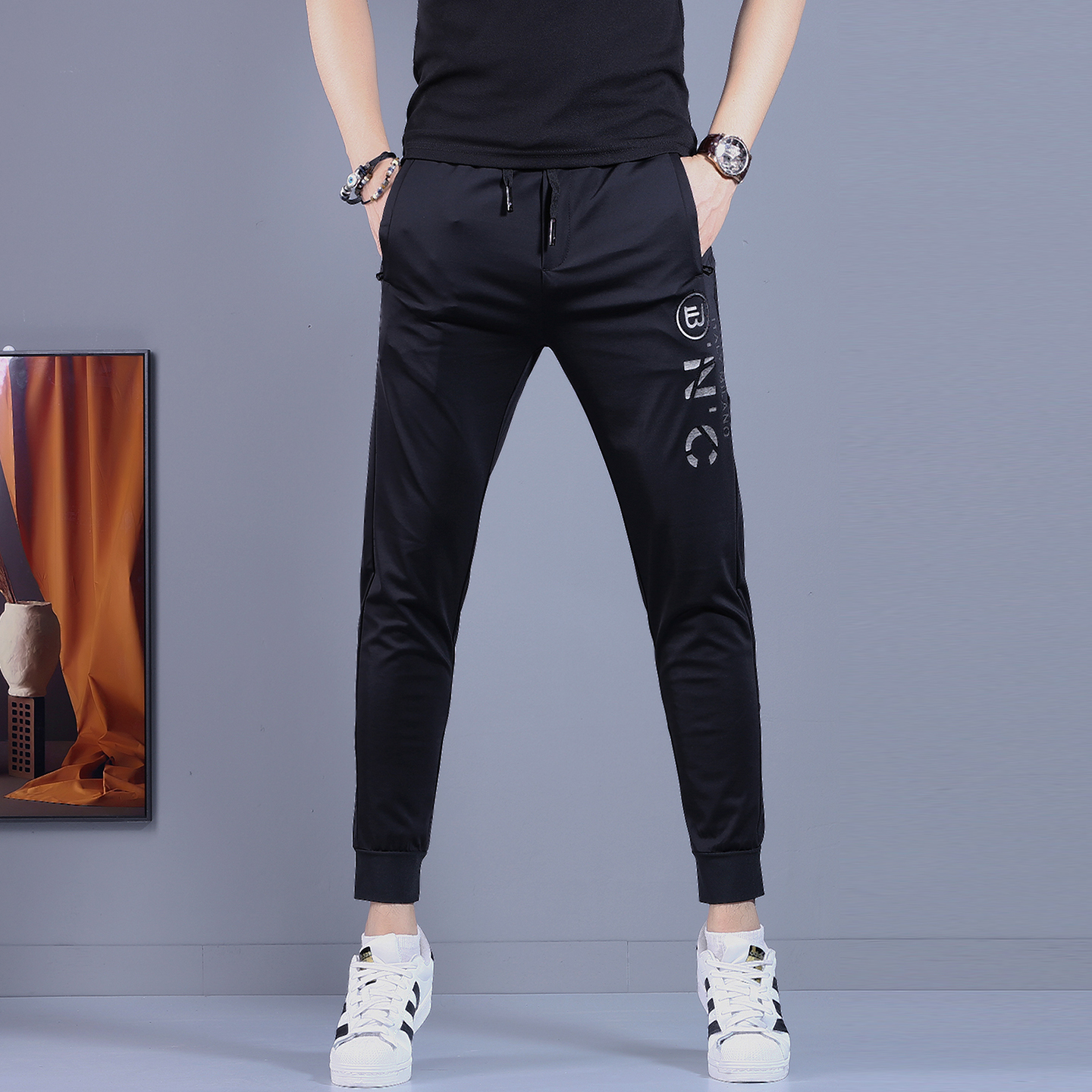 男士休闲裤修身小脚裤