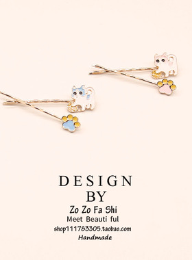 韩国萌系猫咪发夹头饰ins网红侧边一字夹女小清新少女心夹子发饰