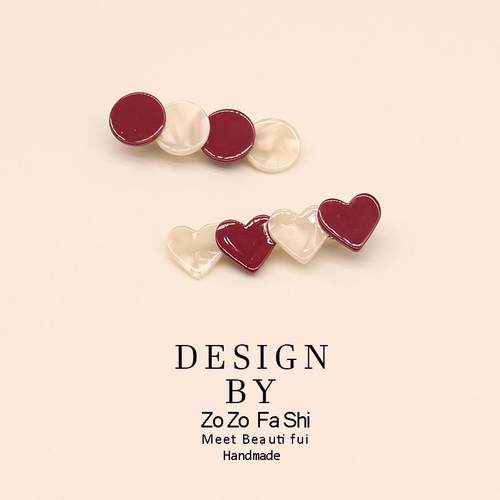 红白爱心拼色ins鸭嘴夹百搭甜美插梳防滑发夹碎发刘海夹气质发饰