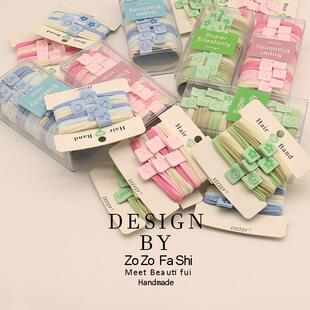 韩国儿童糖果色基础高弹发圈清新少女心螺纹笑脸发绳卡通扎发皮筋