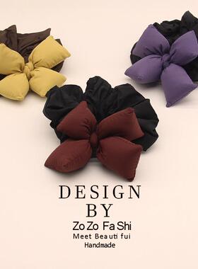 韩版胖胖充棉蝴蝶结大肠发圈秋冬百搭可爱丸子头发绳气质头绳发饰