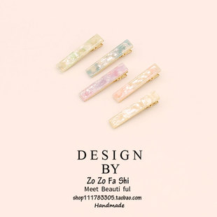 韩版 气质裂纹醋酸发夹一字鸭嘴夹成人百搭后脑勺马尾夹顶夹发卡子