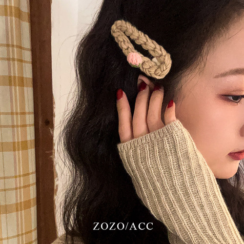 zozo发夹毛线复古手工编织发饰