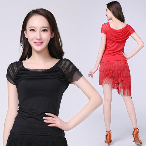 新款衣服夏季摩登练习短袖拉丁舞