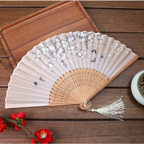 扇子汉服女式古风古装夏天流苏中国风儿童跳舞蹈折叠随身折扇