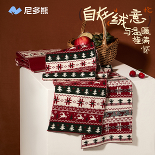 尼多熊2025儿童围巾红色冬季宝宝围脖秋冬男女童针织围巾护颈巾