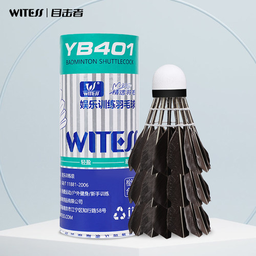 WITESS目击者羽毛球不易打烂王鸭毛球训练球专用YA401耐打3只装