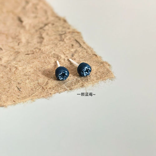 蓝莓生物瓷耳钉2026新款简约日常通勤小巧卡通水果耳环树脂耳饰女