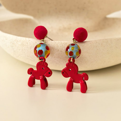 彩色多巴胺文艺小马耳环