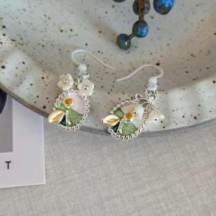莫奈花园 生物瓷耳钉防过敏养耳洞超仙森系花朵耳环日常通勤耳夹