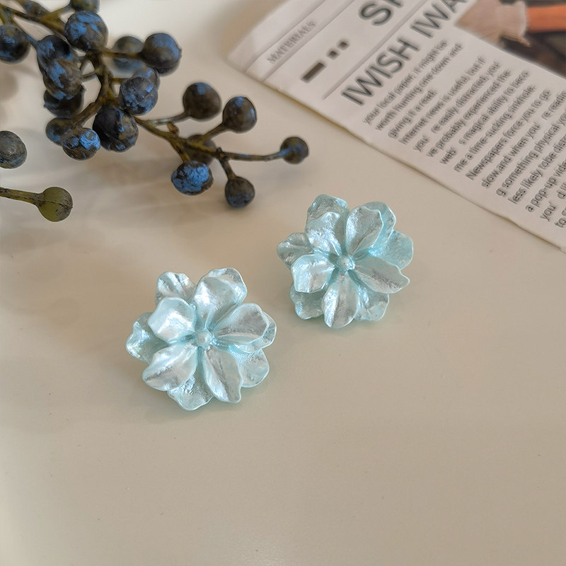 超仙蓝色山茶花生物瓷耳钉温柔法式气质赵露思同款耳环小众设计感,饰品/流行首饰/时尚饰品新,耳钉,淘宝优惠券,粉丝福利购,淘宝优惠卷