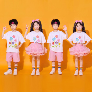 六一儿童啦啦队演出服幼儿园舞蹈服小学生合唱服裙糖果色表演服装