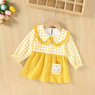 春装婴幼儿裙子6-9个月女宝宝连衣裙长袖0-1-2-3岁女童公主裙洋气